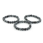 Sneeuwvlok obsidiaan armband, 8 mm kralen