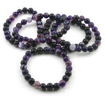 edelsteen armband agaat, paars gekleurd, 8 mm kralen