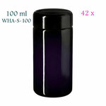 42 x 100 ml Saturn wijdhalspot, 96 mm hoog, Miron violet glas - tijdelijke aanbieding!!