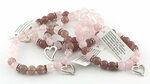 Rozekwarts/aardbeienkwarts armband met hartje - Just Flow - webwinkel met violet glas, edelsteenremedies, edelstenen, sieraden,