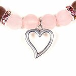 Rozekwarts/aardbeienkwarts armband met hartje - Just Flow - webwinkel met violet glas, edelsteenremedies, edelstenen, sieraden,