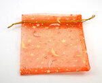 Organza zakje Maan en Sterren, diverse kleuren, 9x12 cm