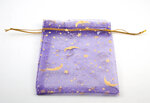 Organza zakje Maan en Sterren, diverse kleuren, 9x12 cm
