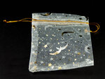 Organza zakje met maan en sterren, wit/goud, 7x9 cm