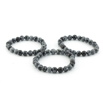 Sneeuwvlok obsidiaan armband, 8 mm kralen
