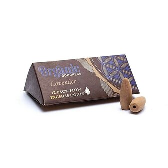 Lavendel natuurlijke backflow wierookkegels, organic goodness, art nr 64686