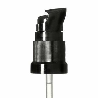 Miron pompdop/lotiondop Metropolitan voor Orion flessen,  DIN18, zwart kapje, dosering 0,10 ml