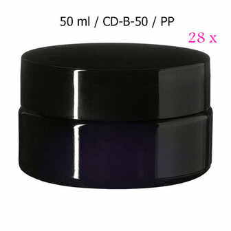 28 x Miron violet glas cosmeticapot breed  50 ml (CD-B-50) Sirius - Just Flow - webwinkel met violet glas, edelsteenremedies, edelstenen, sieraden, pendels, orakelkaarten, wierook, smudgekruiden en spirituele artikelen in Vlissingen (Zeeland)