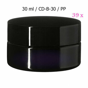 39 x 30 ml brede cosmeticapot Sirius, Miron violet glas CD-B-30 - Just Flow - webwinkel met violet glas, edelsteenremedies, edelstenen, sieraden, pendels, orakelkaarten, wierook, smudgekruiden en spirituele artikelen in Vlissingen (Zeeland)