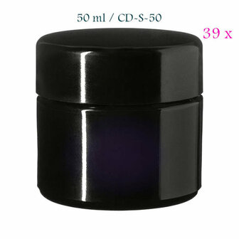 39 x 50 ml Ceres cosmeticapot met modern of klassiek deksel, Miron violet glas