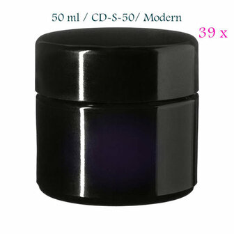 39 x 50 ml cosmeticapot Ceres, Miron violet glas CD-S-50 met modern of klassiek deksel - Just Flow - webwinkel met violet glas, edelsteenremedies, edelstenen, sieraden, pendels, orakelkaarten, wierook, smudgekruiden en spirituele artikelen in Vlissingen (