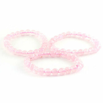 Rozekwarts armband, 8 mm kralen