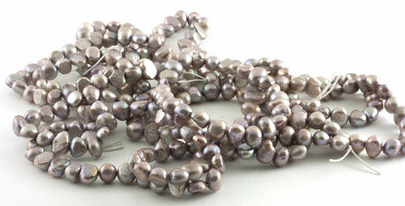 Zoetwaterparel armband, zilvergrijs - Just Flow - webwinkel met violet glas, edelsteenremedies, edelstenen, sieraden, pendels, 