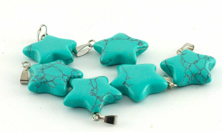 Magnesiet ster hanger, turquoise gekleurd - Just Flow - webwinkel met violet glas, edelsteenremedies, edelstenen, sieraden, pen
