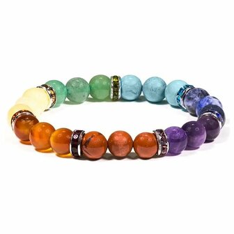 Chakra-armband, elastisch, 8 mm kralen