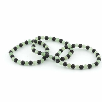 Groene aventurijn en lava armband, 6 mm