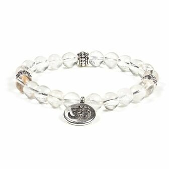 Bergkristal armband met ohm, 8 mm kralen
