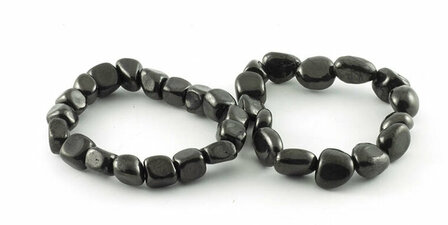 Shungit armband, grote nuggets, ca 12-18 mm - Just Flow - webwinkel met violet glas, edelsteenremedies, edelstenen, sieraden, p