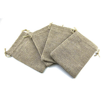 Katoen-hennep buideltje, 9x13 cm, naturel