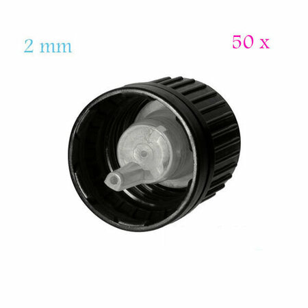 50 x Miron serie 2 DIN18 druppeldop - 2 mm (voor Orion flessen)