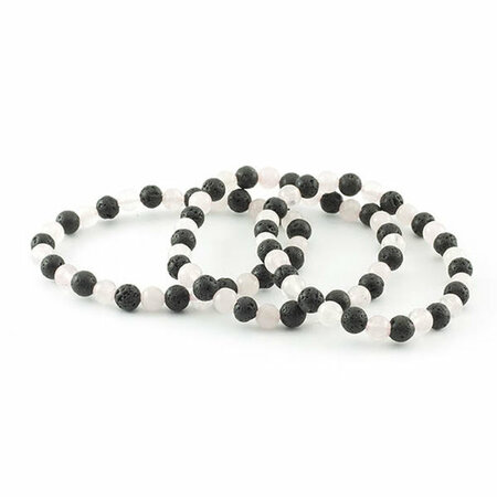 Rozekwarts en lava armband, 6 mm kralen
