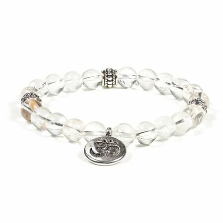 Bergkristal armband met ohm, 8 mm kralen