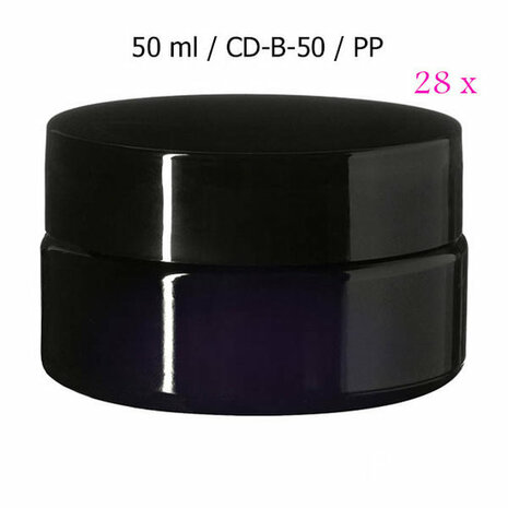 28 x Miron violet glas cosmeticapot breed  50 ml (CD-B-50) Sirius - Just Flow - webwinkel met violet glas, edelsteenremedies, edelstenen, sieraden, pendels, orakelkaarten, wierook, smudgekruiden en spirituele artikelen in Vlissingen (Zeeland)
