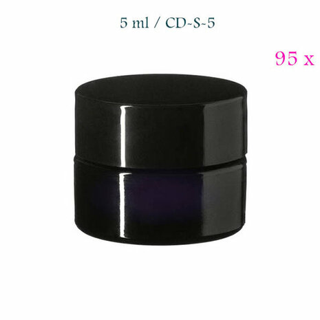 95 x 5 ml Ceres cosmeticapot met Modern deksel, Miron violet glas
