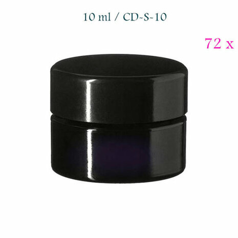 72 x 10 ml Ceres cosmeticapot met modern of klassiek deksel, Miron violet glas