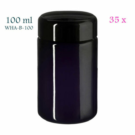 35 x 100 ml Saturn wijdhalspot 84 mm hoog, Miron violet glas
