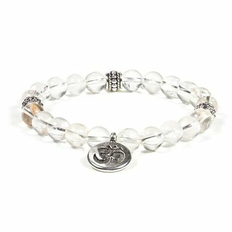 Bergkristal armband met ohm, 8 mm kralen