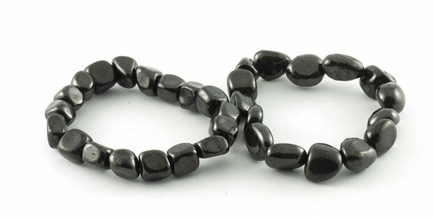 Shungit armband, grote nuggets, ca 12-18 mm - Just Flow - webwinkel met violet glas, edelsteenremedies, edelstenen, sieraden, p